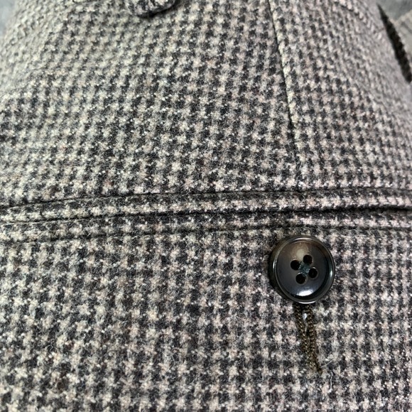 Suitsuppy Wool Pants Men 34x29 Brown Vitale Barberis Flannel Soho Houndstooth - Picture 11 of 13